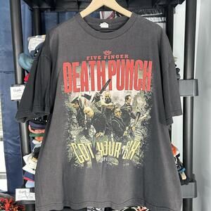vintage y2k five finger death punch faded graphic tee 2xl